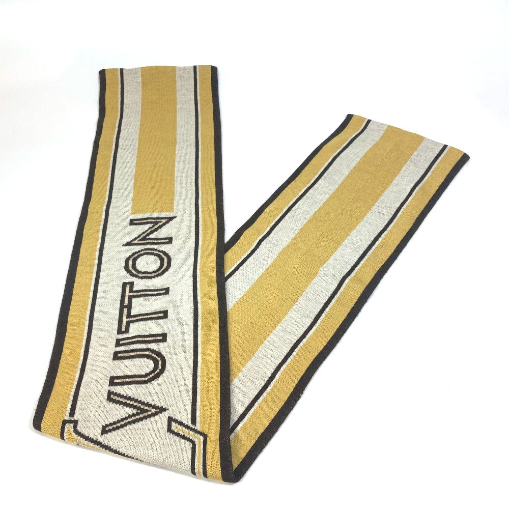 LOUIS VUITTON Scarf wool Beige x brown border scarf Women