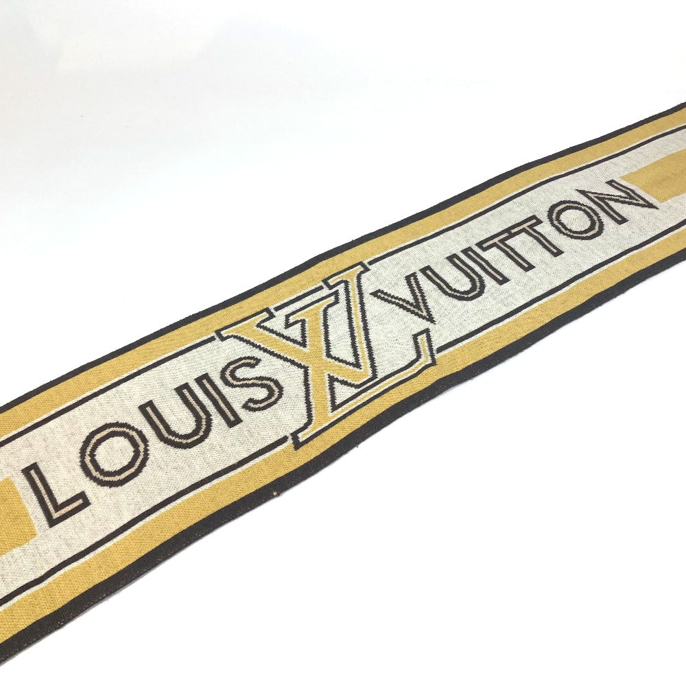 LOUIS VUITTON Scarf wool Beige x brown border scarf Women
