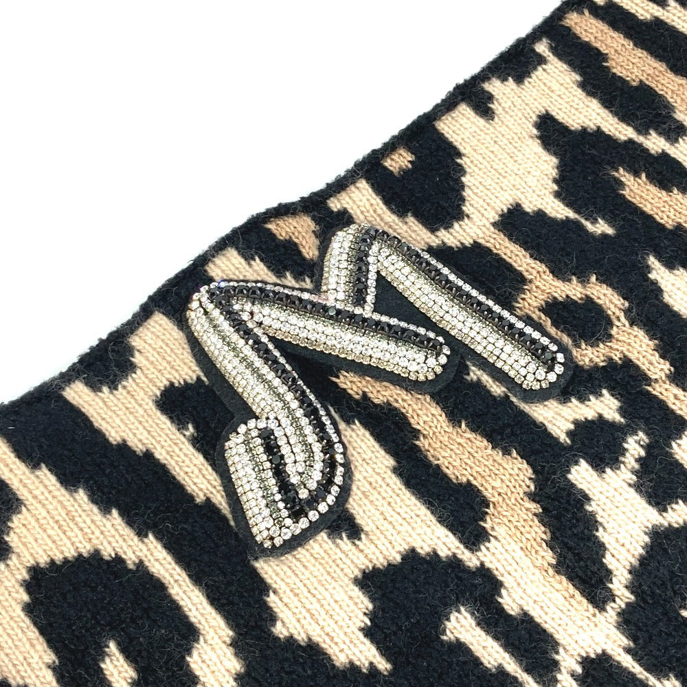 LOUIS VUITTON Scarf M74049 Wool, Rayon Brown Leopard leopard print Snood LV Rheogram Women