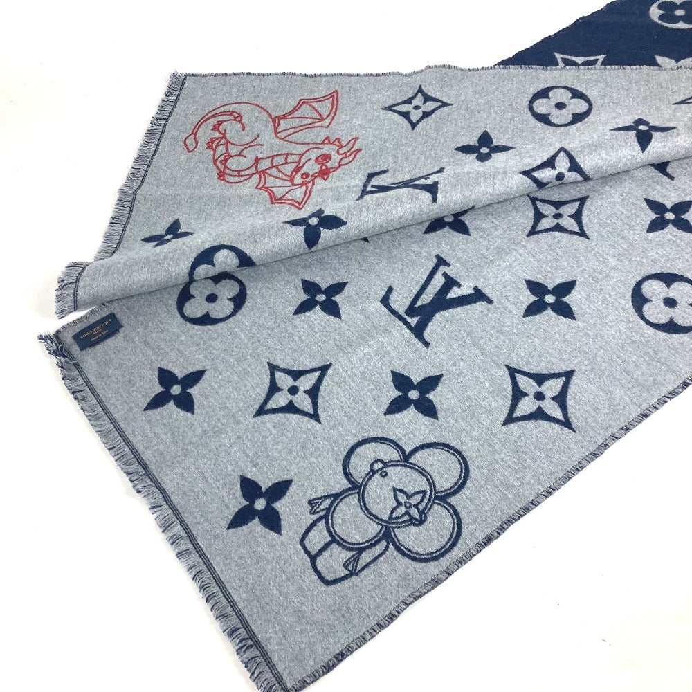 LOUIS VUITTON Scarf M79189 wool Navy Vivienne Dragonne Women