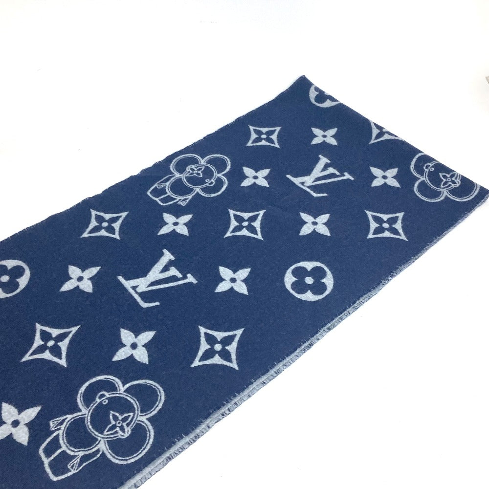 LOUIS VUITTON Scarf M79189 wool Navy Vivienne Dragonne Women