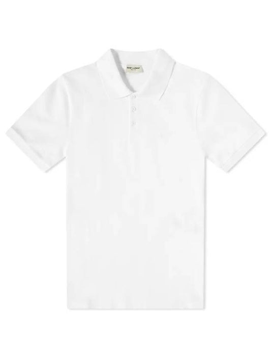 Luxury Saint Laurent Trending 2025 Men's Monogram Cotton Short Sleeve Polo Shirt White