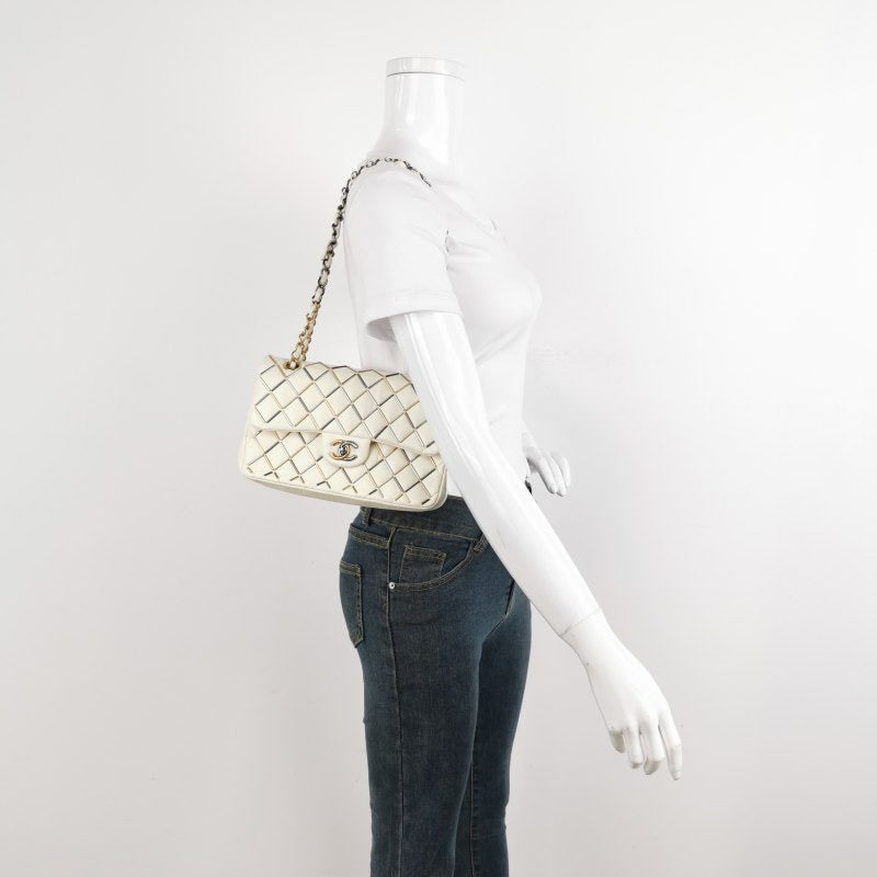 Chanel Classic Flap Small White Leather and Gilt and Silver Hardware, 2020-2021