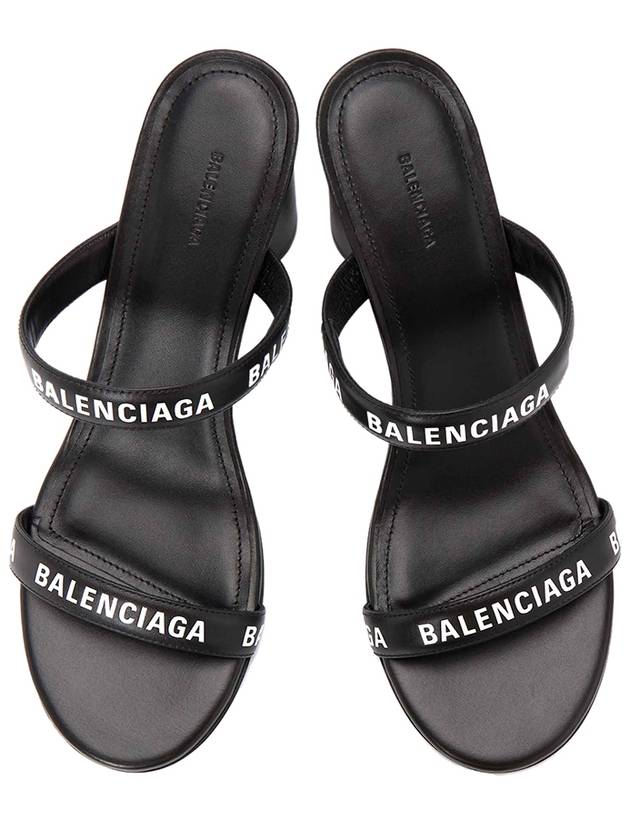 Luxury Balenciaga Trending 2025 WoMen's Leather Logo Round Sandal Heels Black