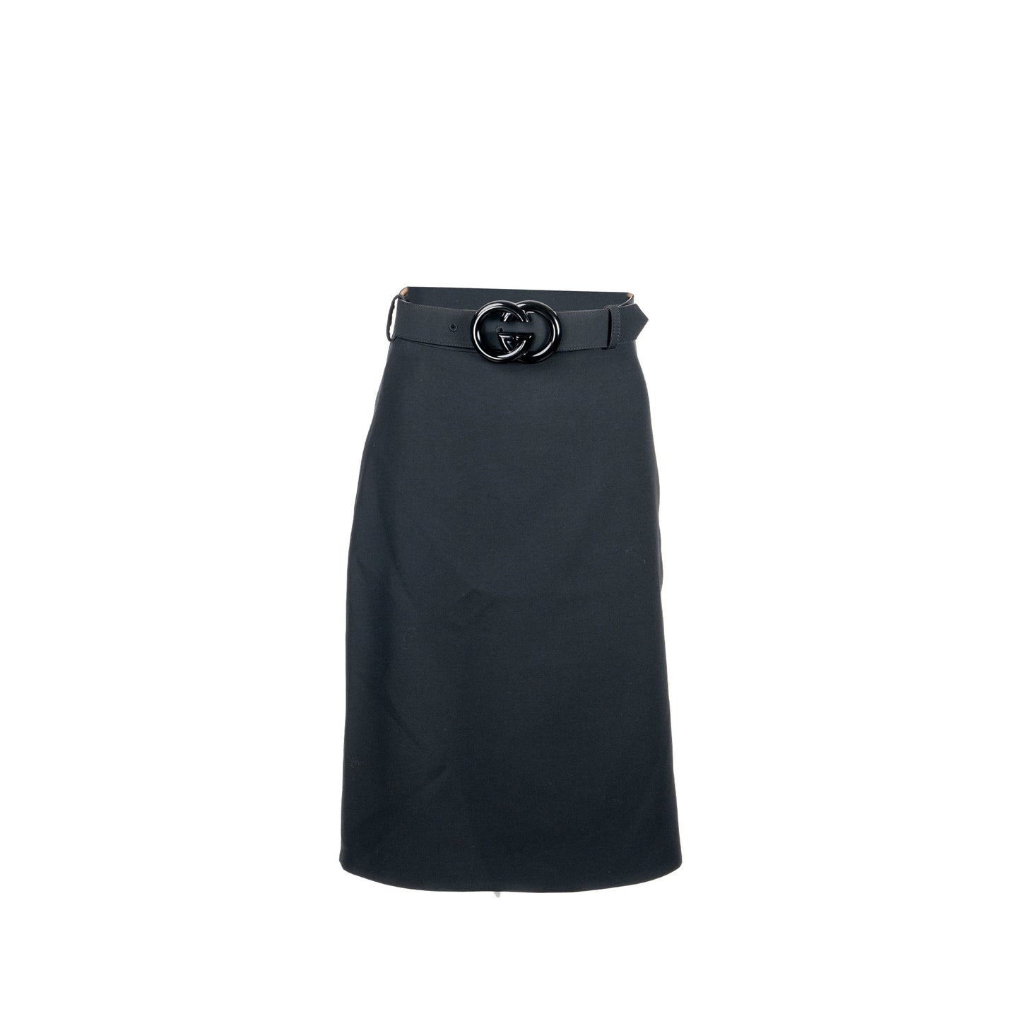 Gucci Size 38 Belt A-Line Skirt Silk/Wool Black