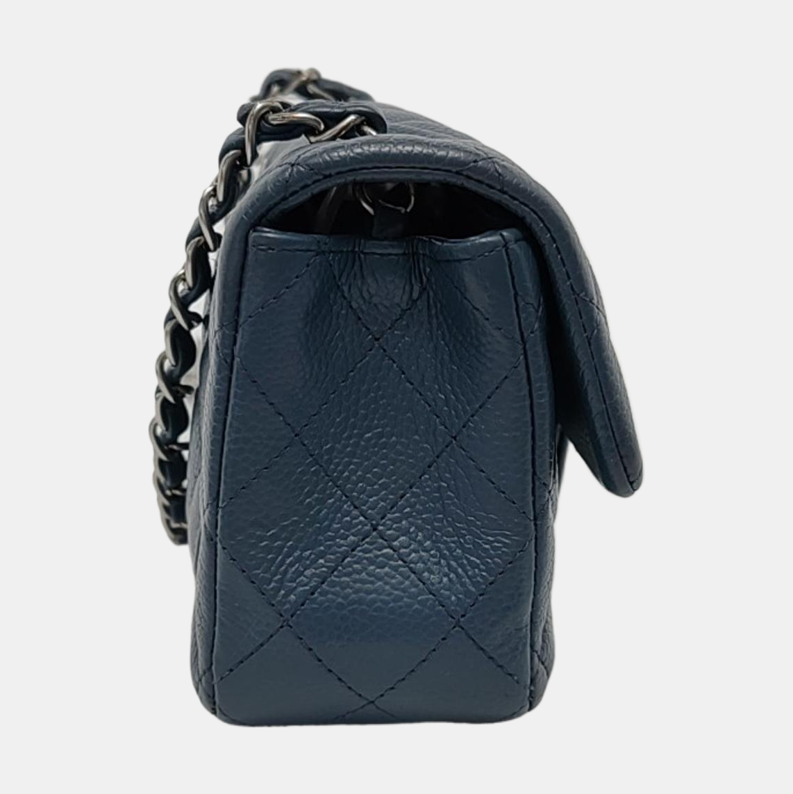 Chanel Classic Flap Rectangular Mini Navy Caviar Leather Silver Hardware