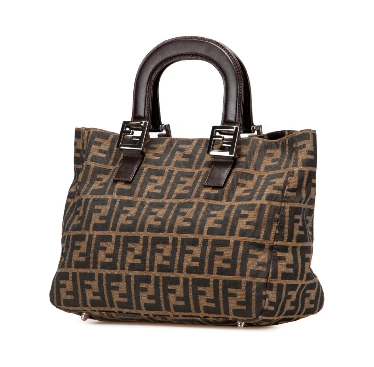 Fendi Vintage FF Handle Tote Zucca Canvas Small