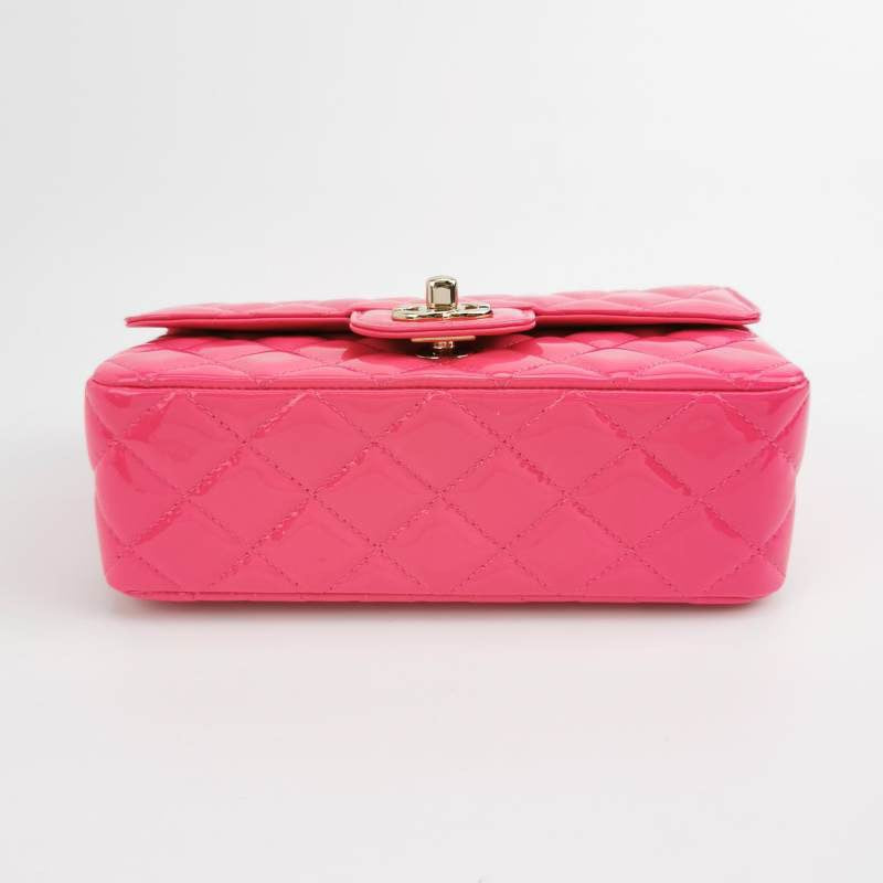 Chanel Classic Flap Rectangular Mini Pink Patent Leather Gold-tone Hardware, 2019