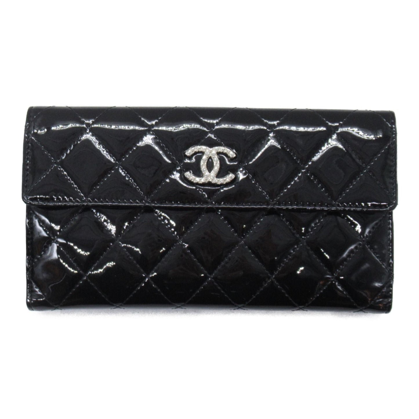 Chanel Black Brilliant Double Sided Long Wallet Patent Leather