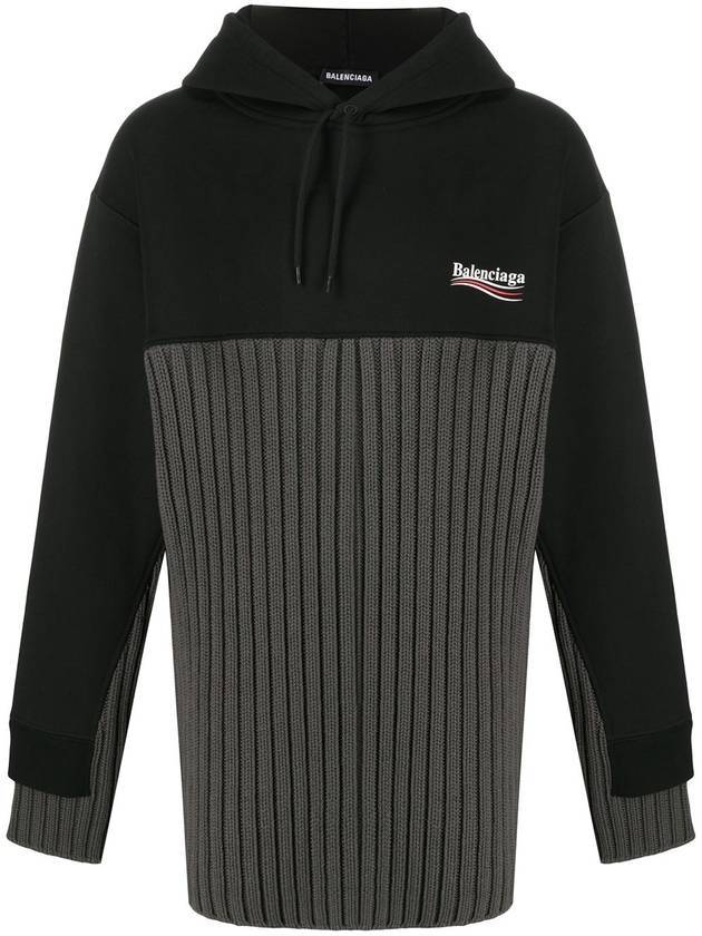 Luxury Balenciaga Trending 2025 Wave Logo Knit Hoodie Black