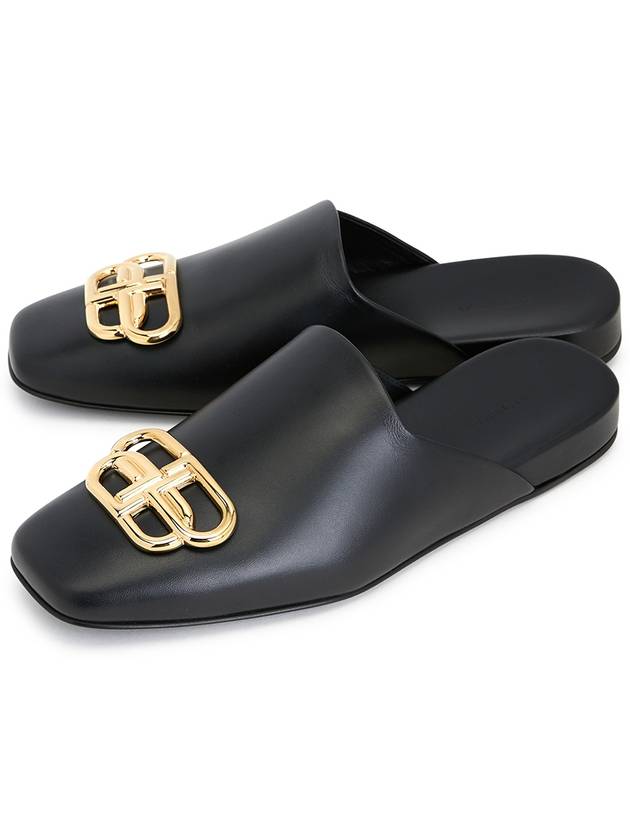 Luxury Balenciaga Trending 2025 BB Logo Leather Mule Black