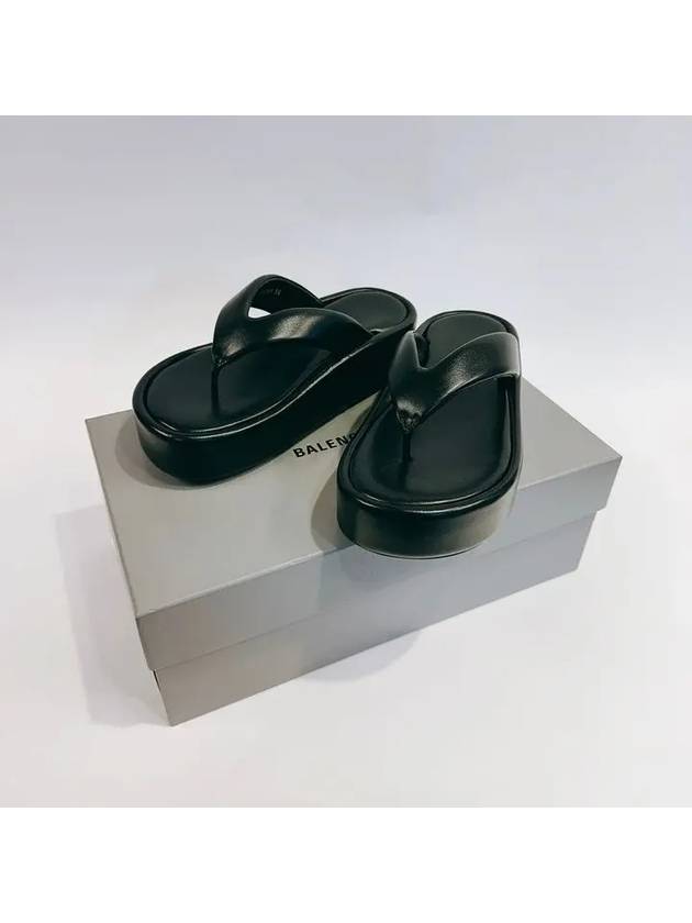 Luxury Balenciaga Trending 2025 Women's Rise Thong Flip Flops Black