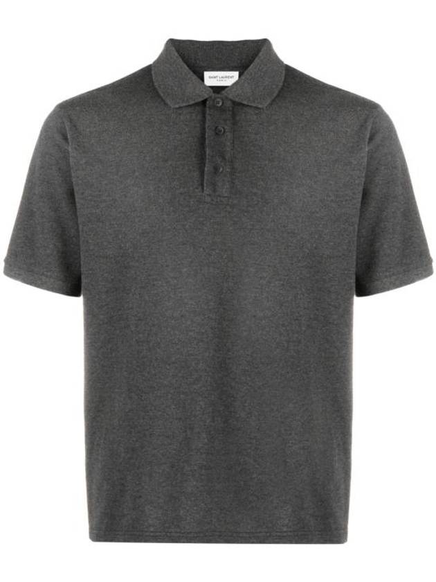 Luxury Saint Laurent Trending 2025 Cassandre Cotton Polo Shirt Grey