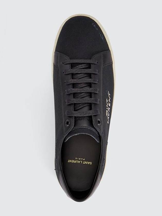 Luxury Saint Laurent Trending 2025 Court Classic SL06 Canvas Smooth Leather Low Top Sneakers Black