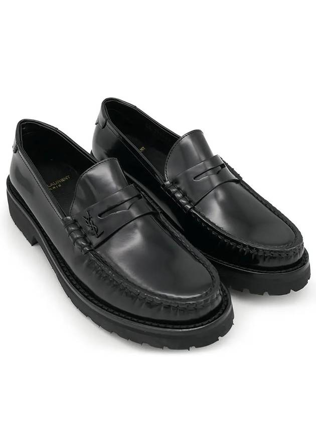 Luxury Saint Laurent Trending 2025 Women's Chunky Penny Slippers Smooth Leather Loafers Black