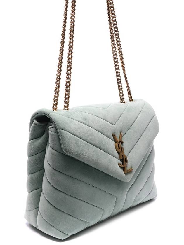 Luxury Saint Laurent Trending 2025 Loulou Quilted Suede Small Shoulder Bag Green