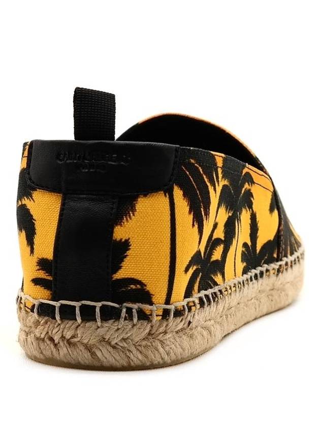 Luxury Saint Laurent Trending 2025 Palm Tree Print Fabric Espadrilles Yellow