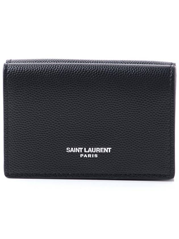 Luxury Saint Laurent Trending 2025 Tiny Peblogo Trifold Half Wallet Black