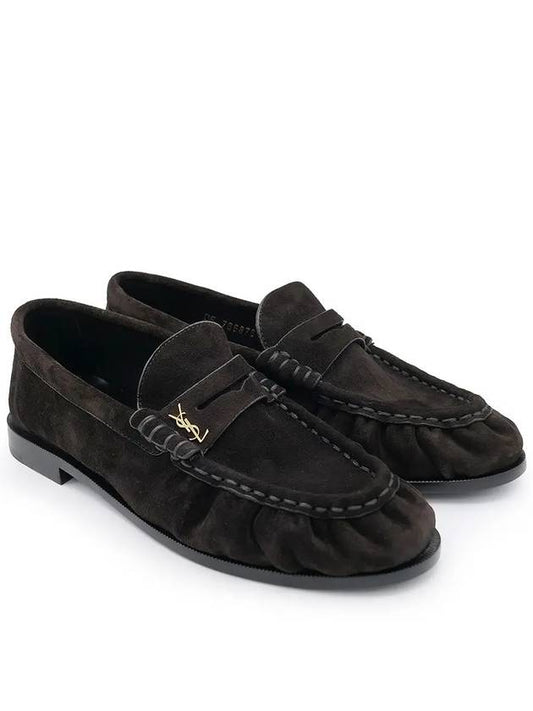 Luxury Saint Laurent Trending 2025 Le Penny Slippers Suede Loafers Dark Chocolate