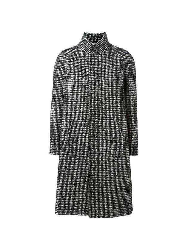 Luxury Saint Laurent Trending 2025 Houndstooth Wool Single Coat Grey