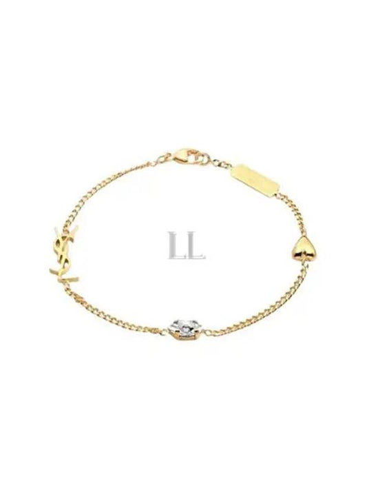 Luxury Saint Laurent Trending 2025 Opyum Heart Chain Bracelet Gold
