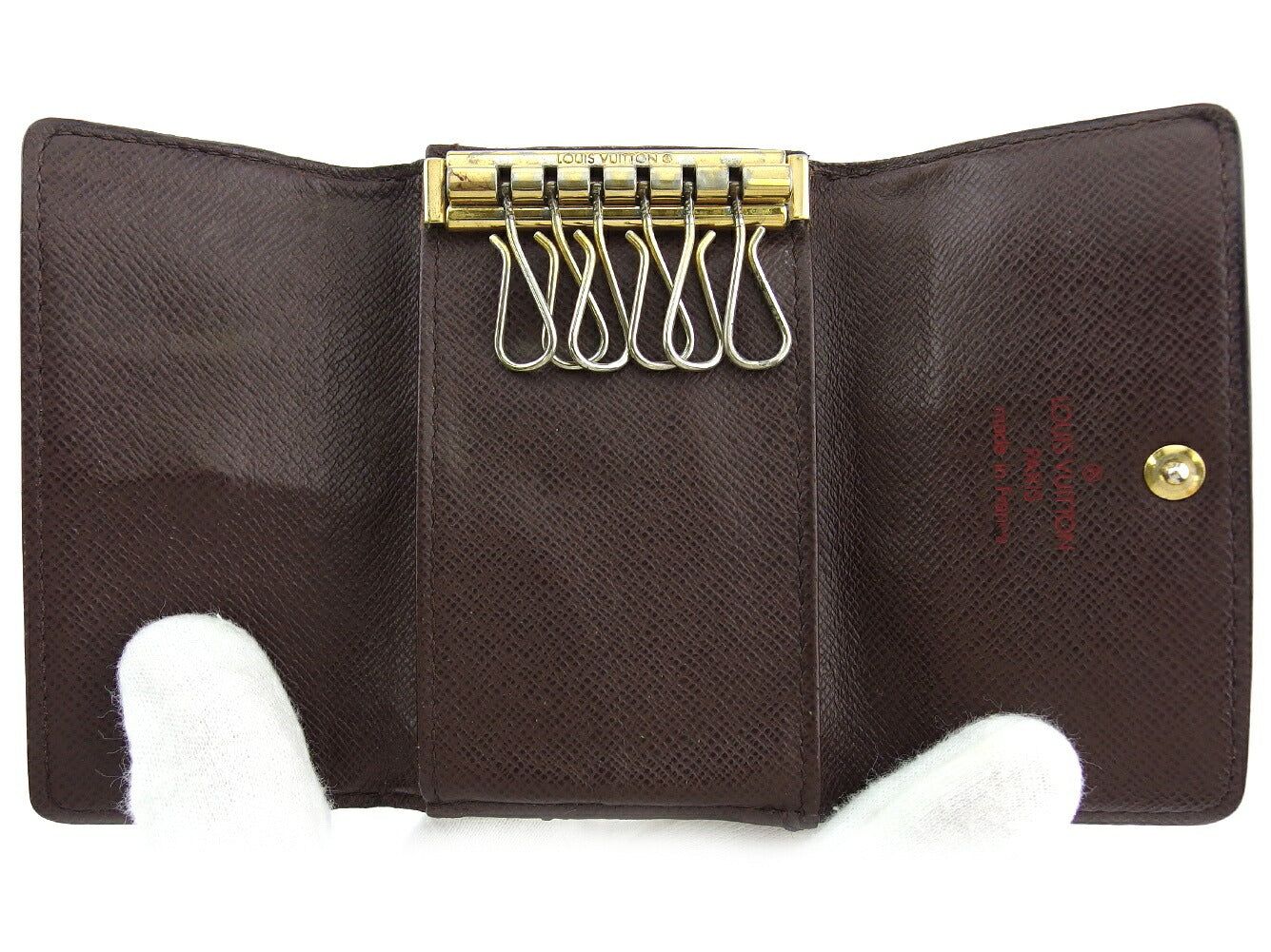 LOUIS VUITTON Key case Key holder  N62630 Brown beige gold Multicles6