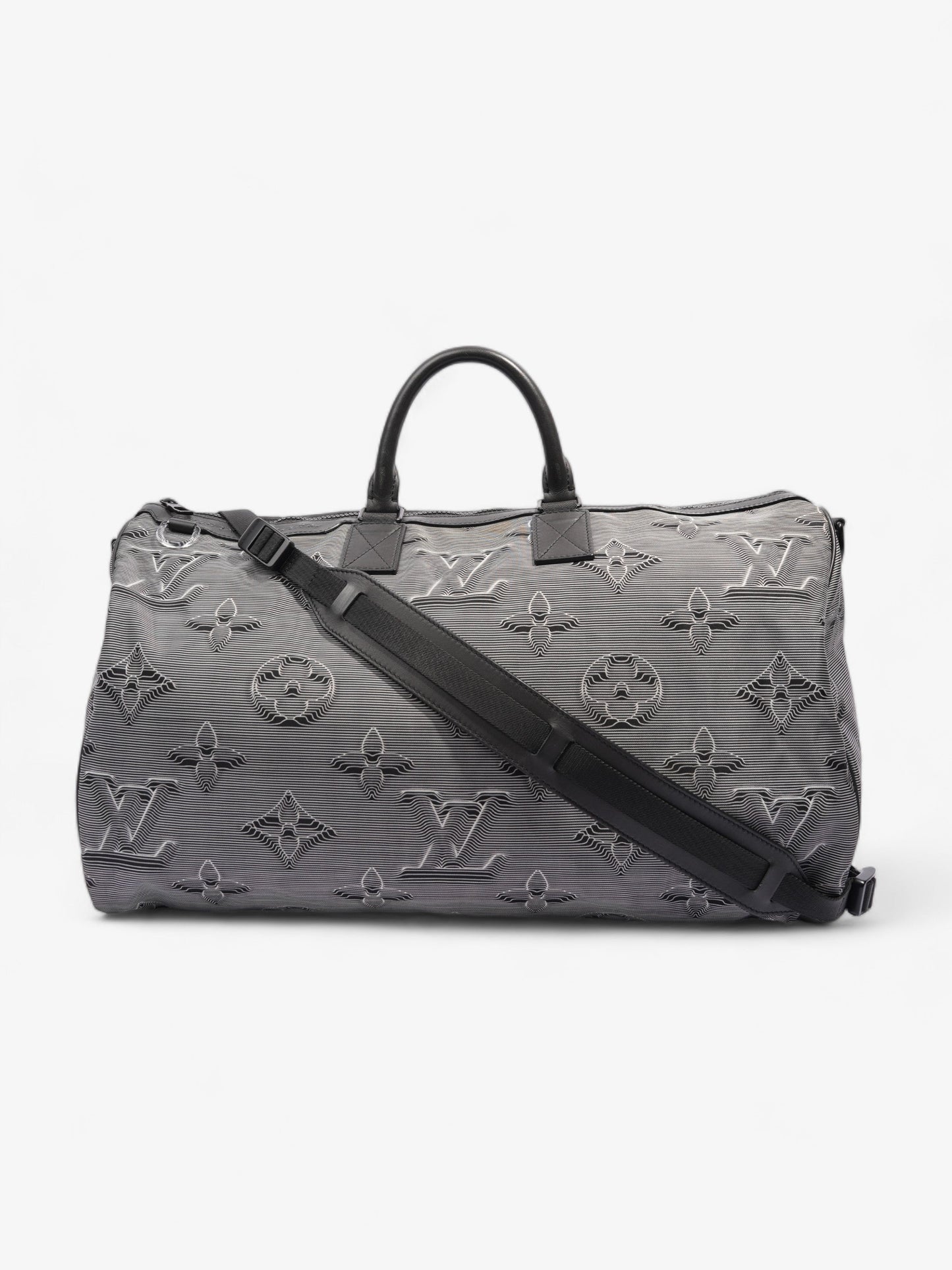 Louis Vuitton Reversible Keepall Bandouliere Black & White 3D Monogram Nylon 50