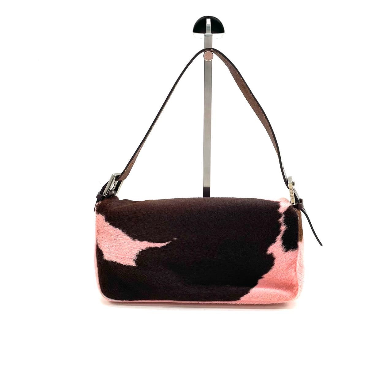 Fendi Baguette Pony-style Calfskin Leather Shoulder Bag in Pink Cow Print