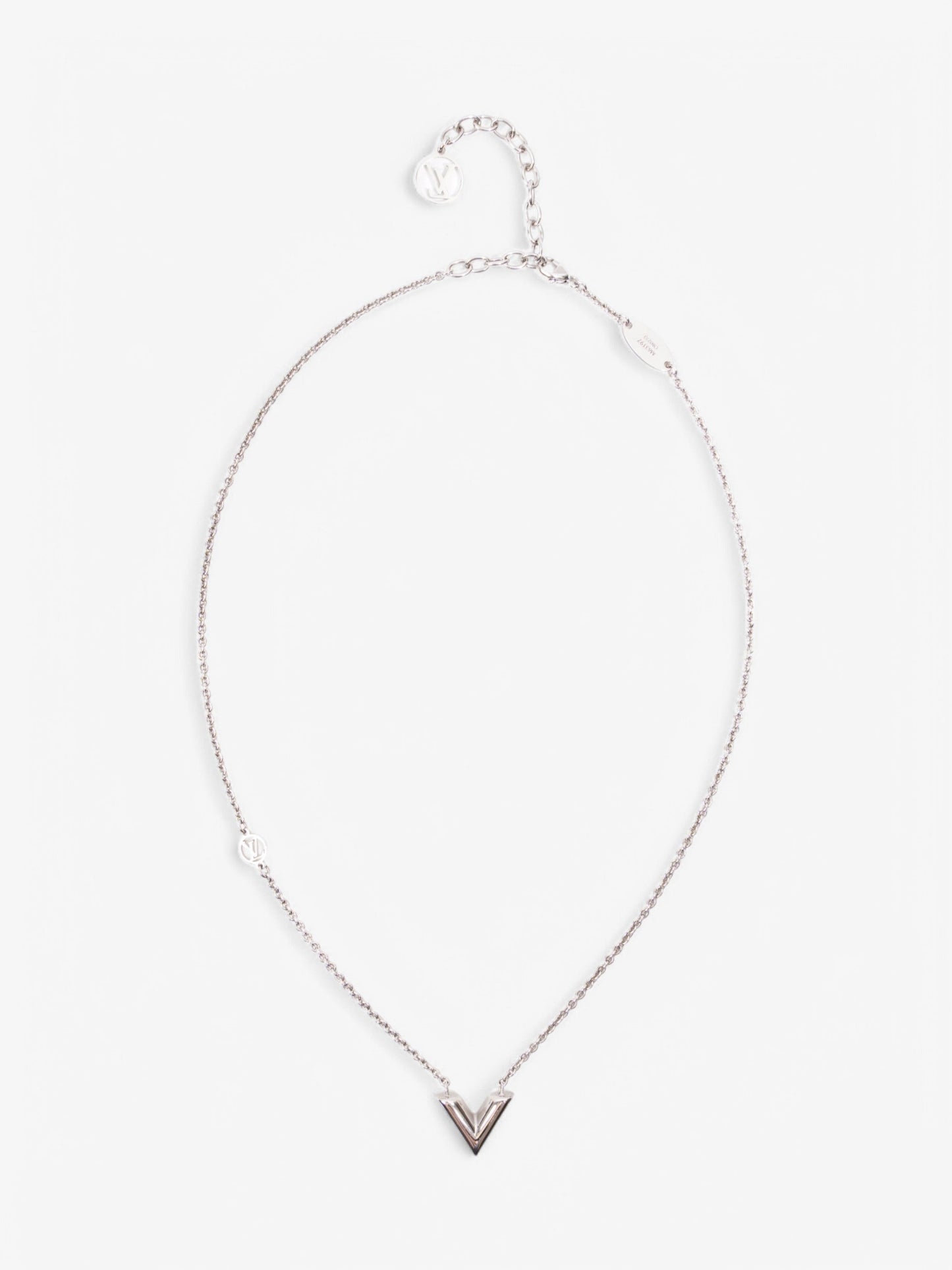 Louis Vuitton Essential V Necklace Silver Gold Plated 45cm