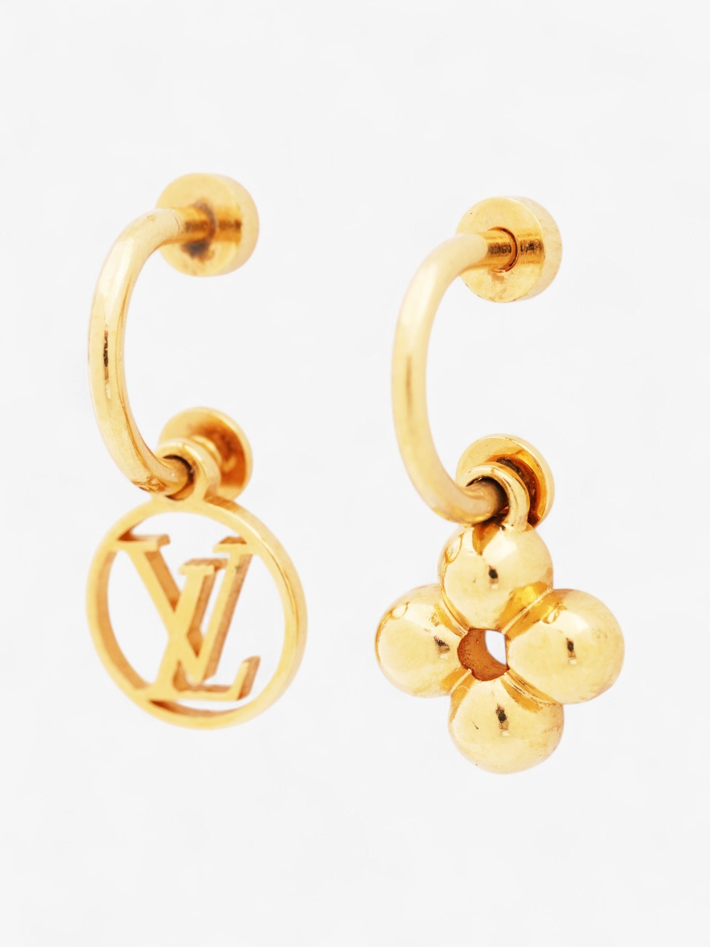 Louis Vuitton Dreille Blooming Piercing Earrings Gold Gold Plated