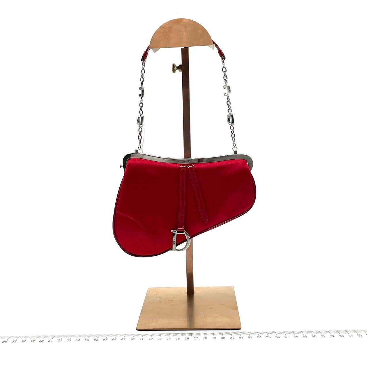 Dior Saddle Vintage Classic Clutch Vintage Mini Red Silk Satin