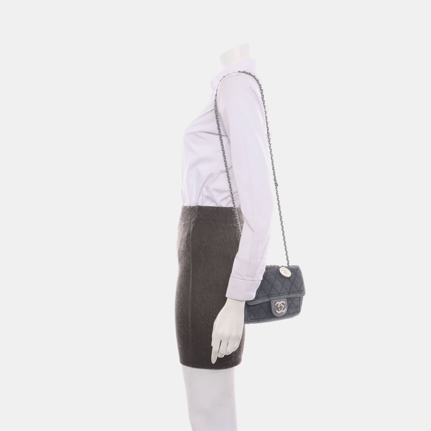 Chanel Classic Flap Mini Denim Blue Silver Hardware 2014-15