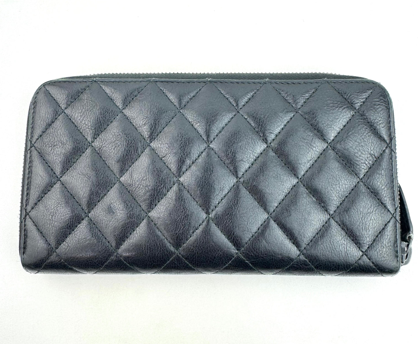 Chanel Calfskin Zip Wallet Black with black hardware