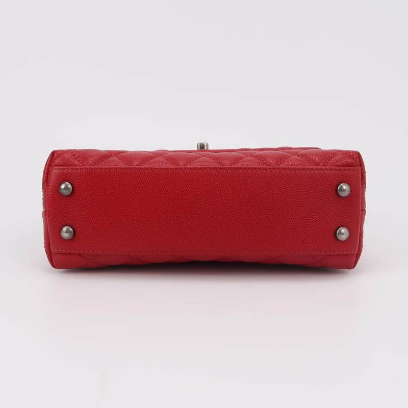 Chanel Coco Handle Small Red Caviar Leather Silver Hardware, 2016-2017