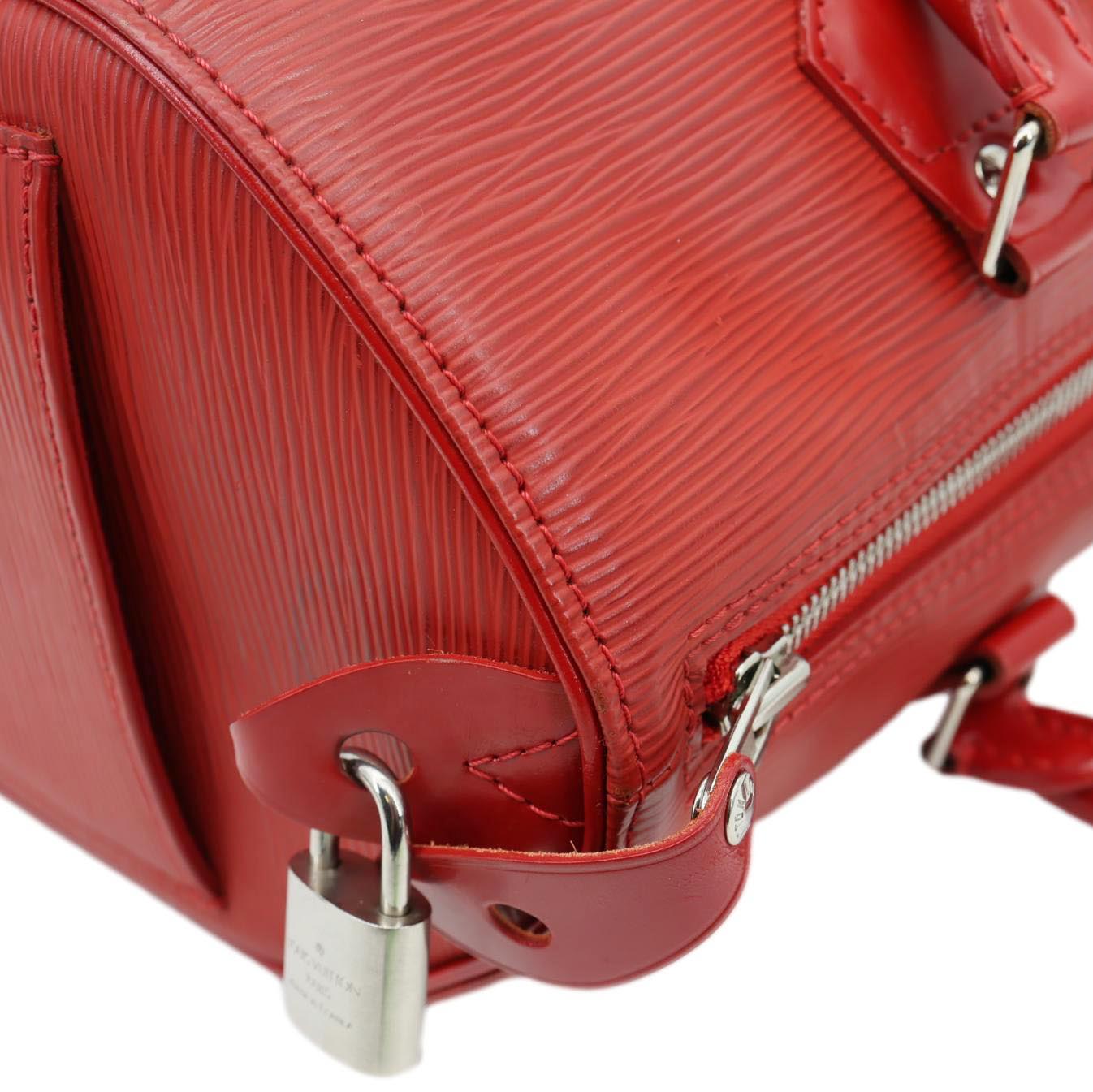 LOUIS VUITTON Speedy 25 Epi Leather Satchel Bag Red