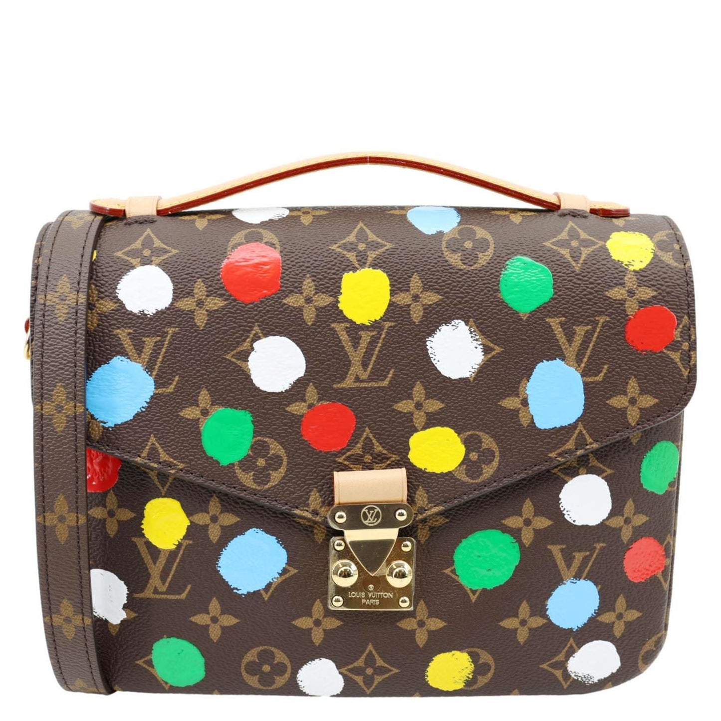 LOUIS VUITTON LV x YK Dots Metis Pochette Monogram Painted Dots Crossbody Bag Brown