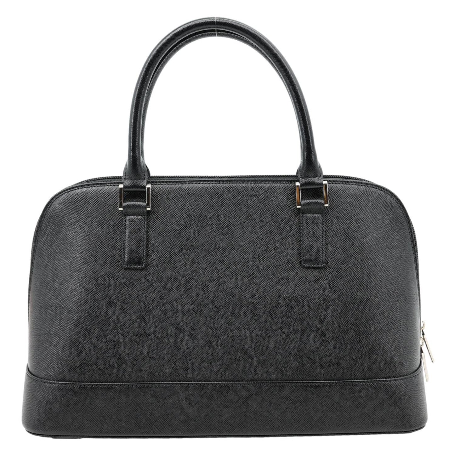 BURBERRY Dome Front Pocket Leather Top Handle Bag Black