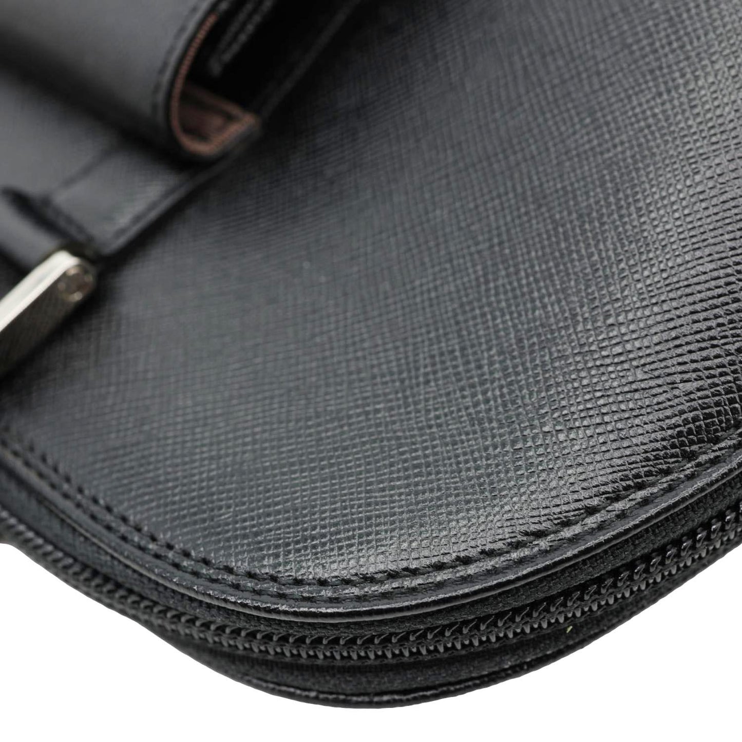 BURBERRY Dome Front Pocket Leather Top Handle Bag Black