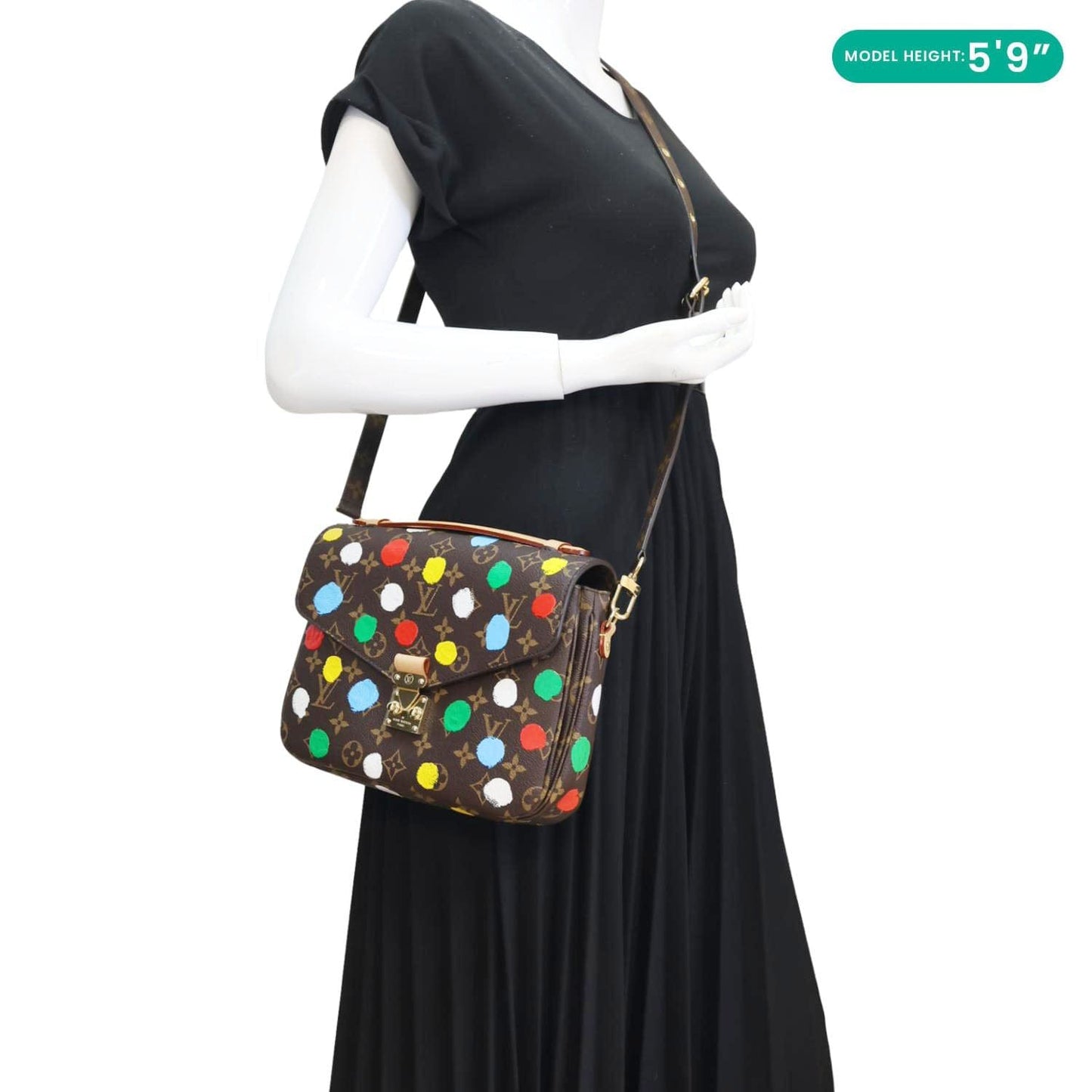LOUIS VUITTON LV x YK Dots Metis Pochette Monogram Painted Dots Crossbody Bag Brown