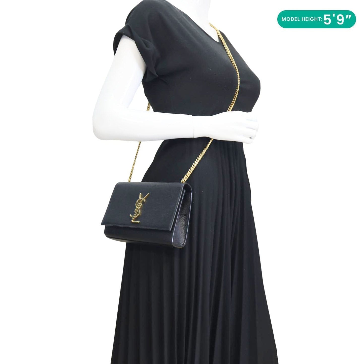 YVES SAINT LAURENT Kate Small Grain De Poudre Leather Crossbody Bag Black