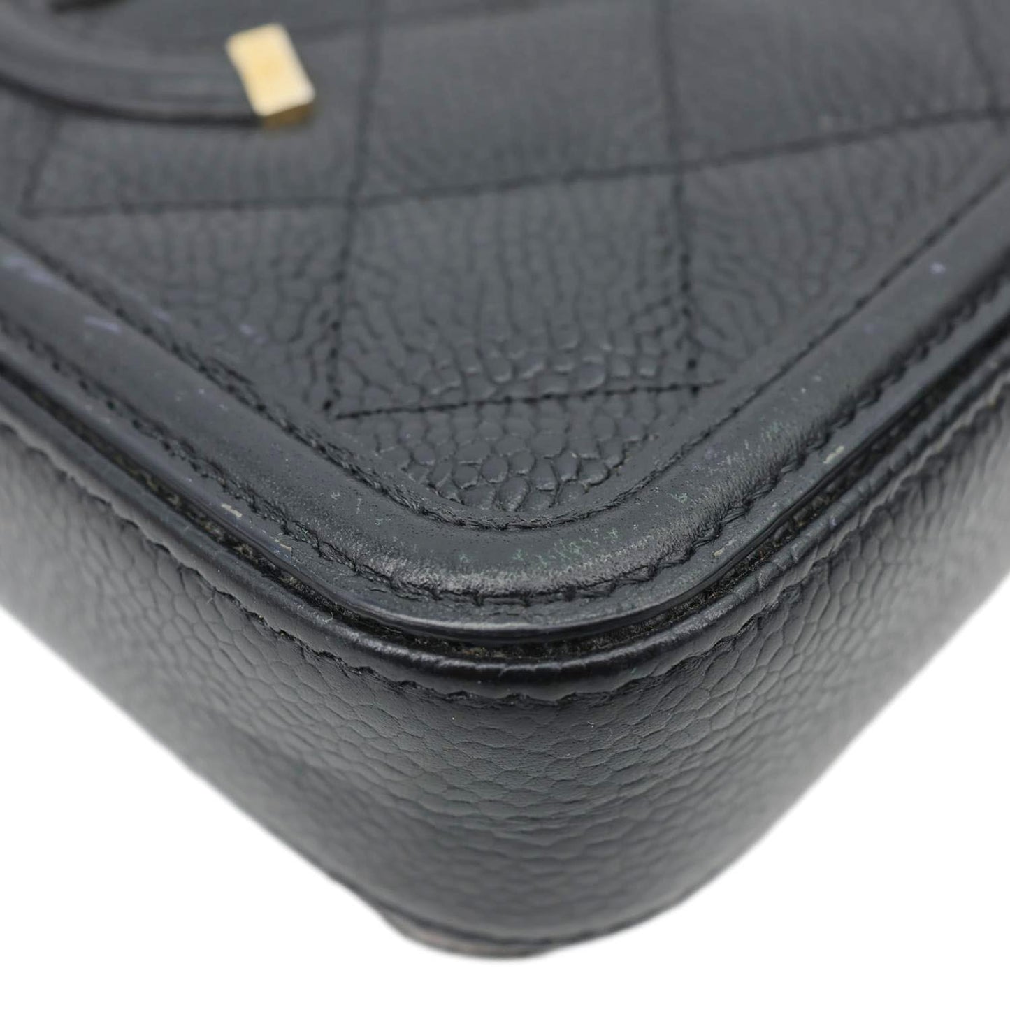 CHANEL CC Filigree Double Zip Quilted Caviar Leather Crossbody Bag Black