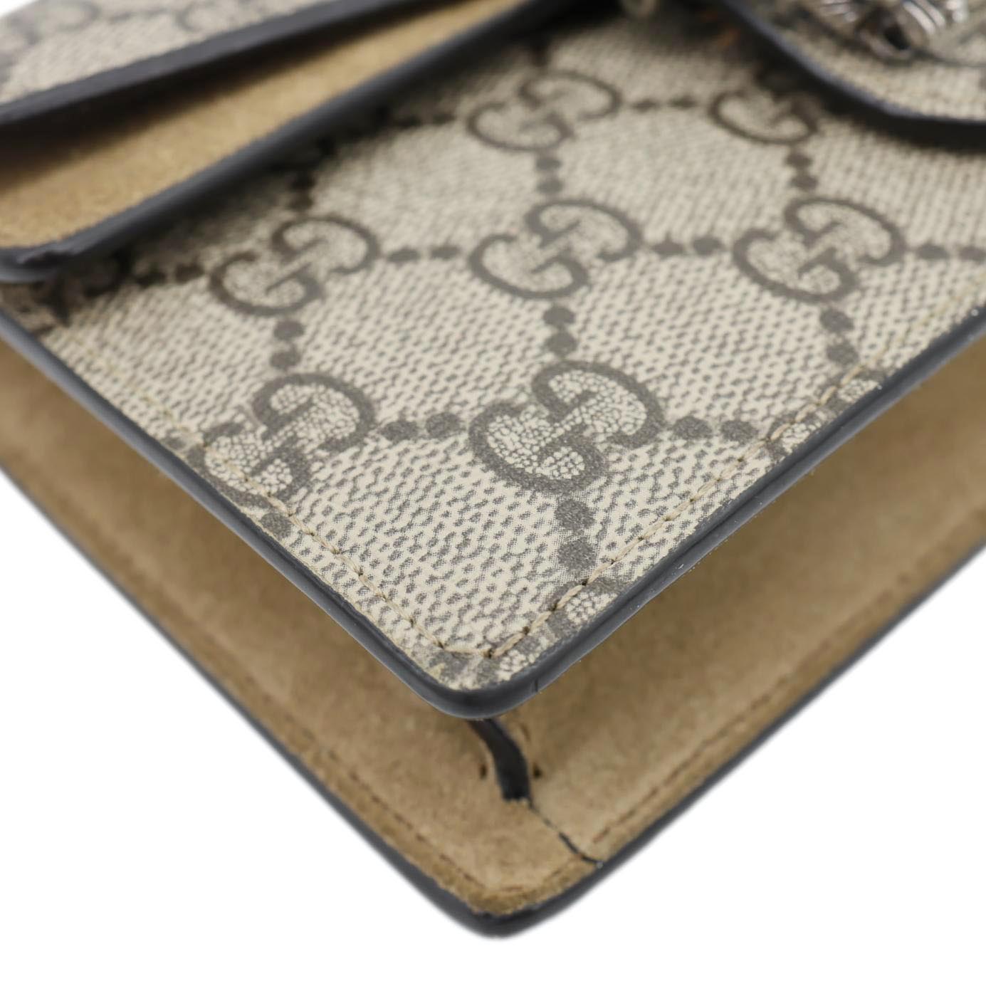 GUCCI Dionysus Super Mini GG Supreme Canvas Crossbody Bag Taupe 476432