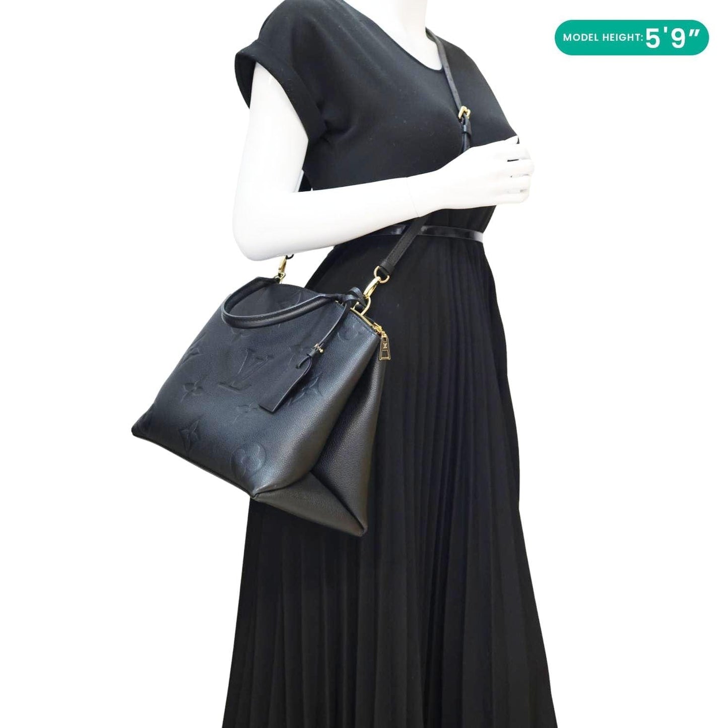 LOUIS VUITTON Grand Palais MM Monogram Empreinte Leather Shoulder Bag Black