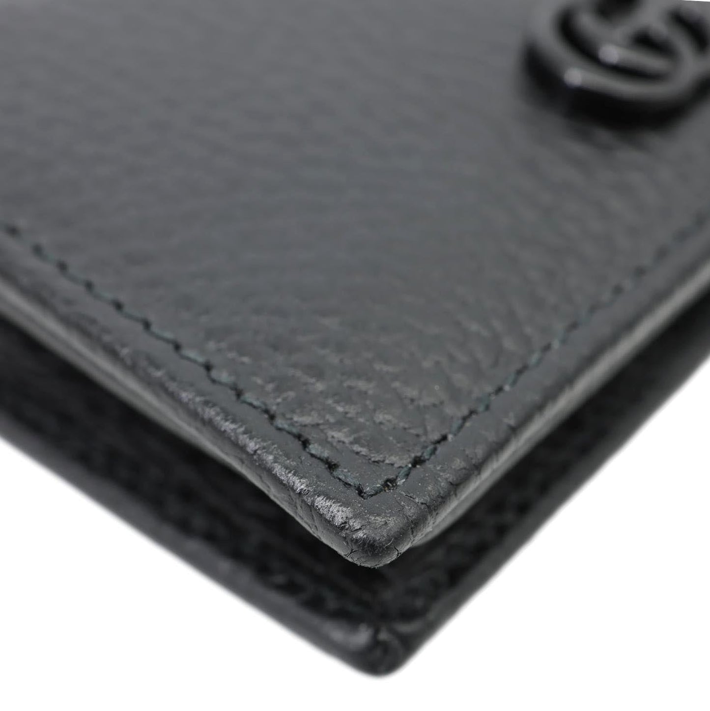 GUCCI GG Petit Marmont Leather Card Case Bi-fold Wallet Black 456126