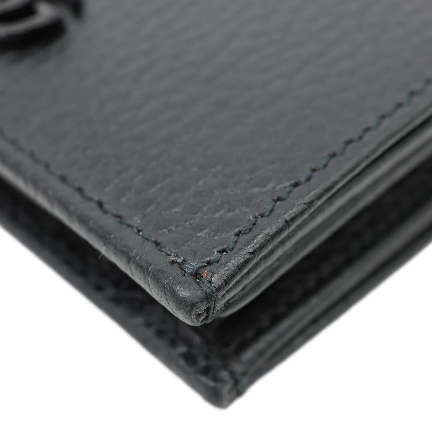 GUCCI GG Petit Marmont Leather Card Case Bi-fold Wallet Black 456126