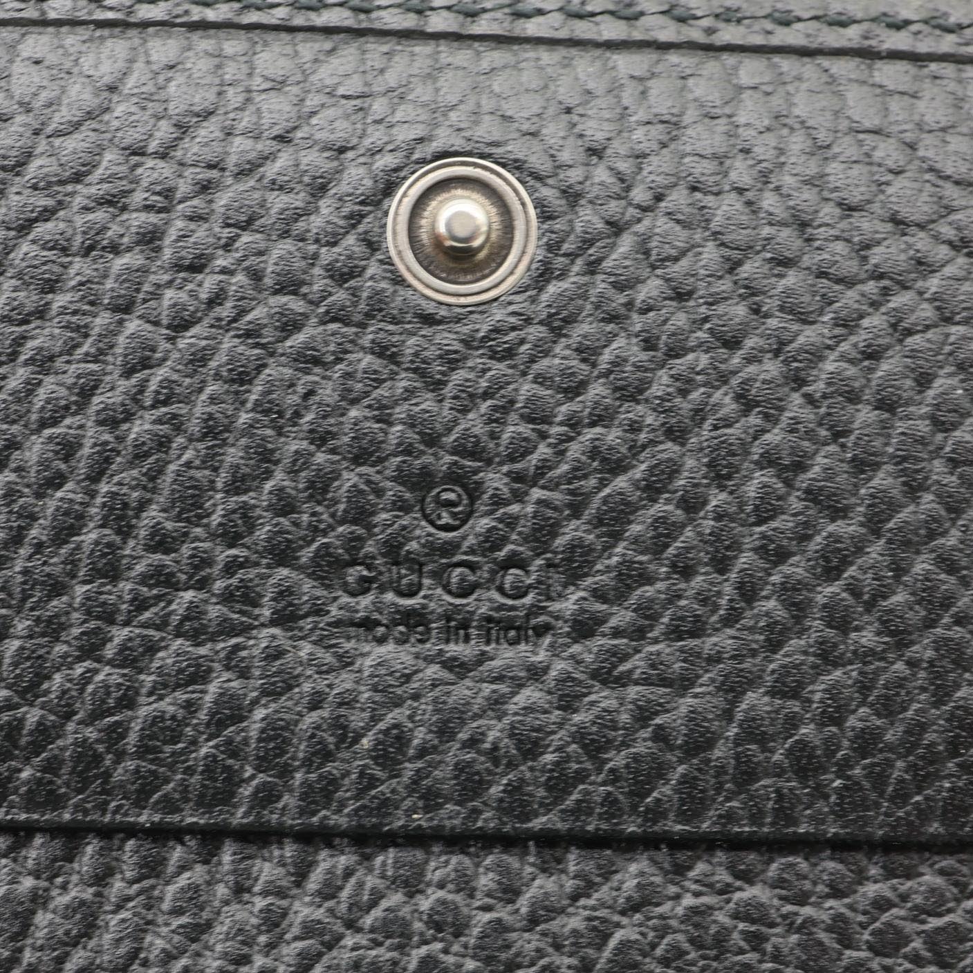 GUCCI GG Petit Marmont Leather Card Case Bi-fold Wallet Black 456126