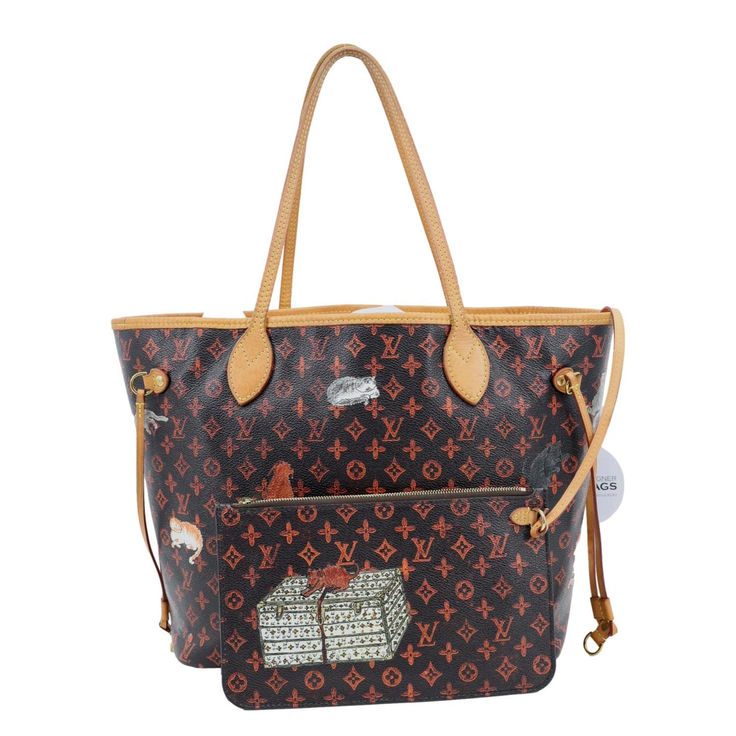 LOUIS VUITTON Neverfull MM Catogram Canvas Tote Bag Marron