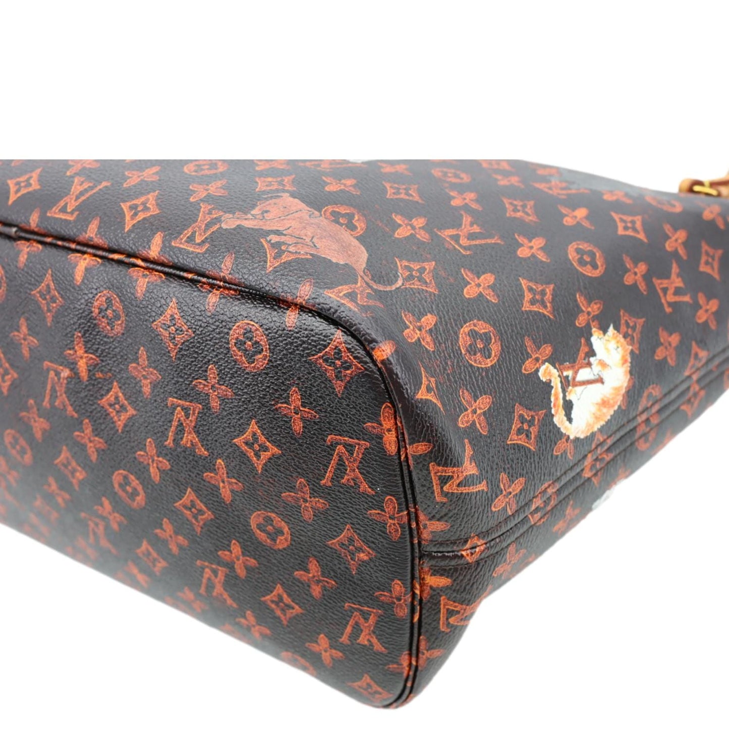 LOUIS VUITTON Neverfull MM Catogram Canvas Tote Bag Marron