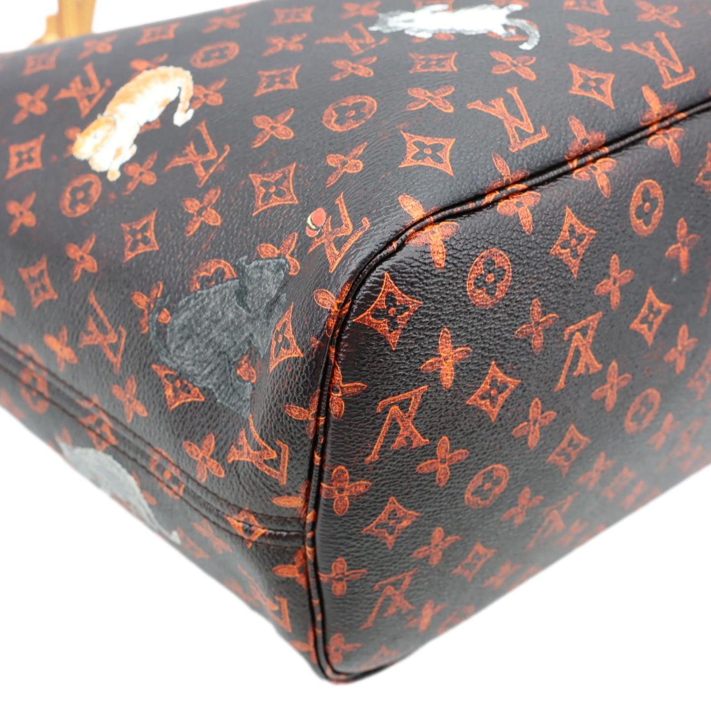 LOUIS VUITTON Neverfull MM Catogram Canvas Tote Bag Marron