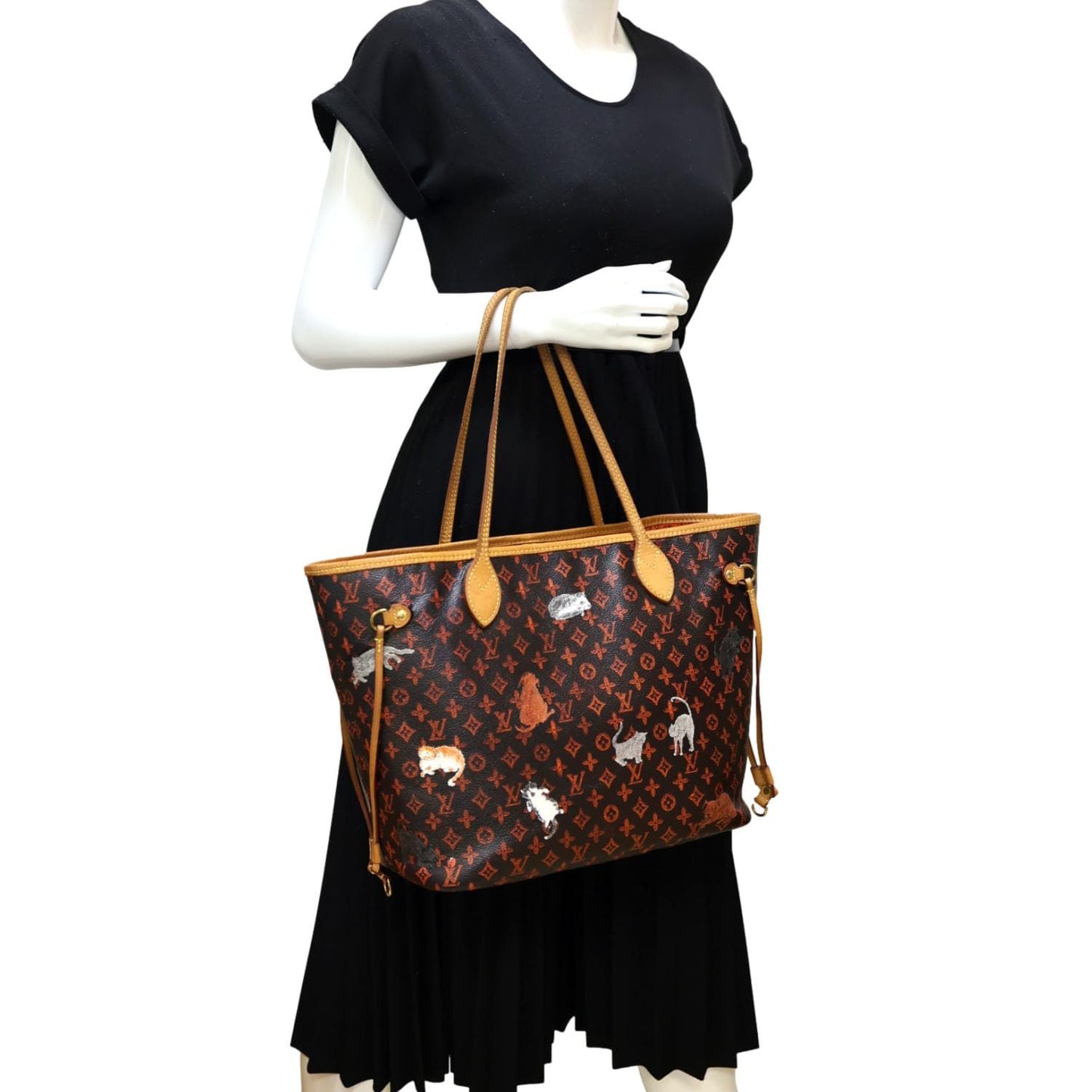 LOUIS VUITTON Neverfull MM Catogram Canvas Tote Bag Marron
